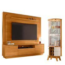 Estante Home Theater Nilo sem Pés Cinamomo com Cristaleira Marina Cinamomo Off White - Madetec