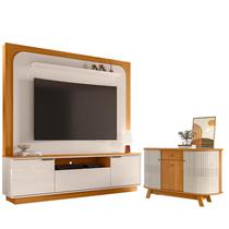 Estante Home Theater Nilo sem Pés com Aparador para Sala Buffet Monza Cinamomo Off White - Madetec