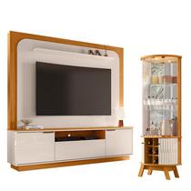 Estante Home Theater Nilo sem Pés com Cristaleira Marina Cinamomo Off White - Madetec