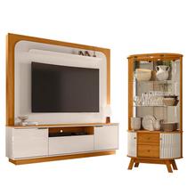 Estante Home Theater Nilo sem Pés com Cristaleira Moss Cinamomo Off White - Madetec