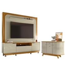 Estante Home Theater Nilo sem Rodízios com Aparador para Sala Buffet Monza Cumaru Opala - Madetec