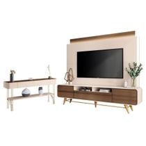 Estante Home Theater Nobre E Aparador Vivant Off White Castanho - Hb Móveis
