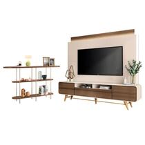Estante Home Theater Nobre Off White Castanho e Aparador Infinity Castanho HB Móveis