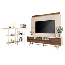 Estante Home Theater Nobre Off White Castanho e Aparador Infinity Off White HB Móveis