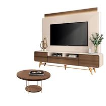 Estante Home Theater Nobre Off White Castanho e Mesa de Centro Sky Castanho HB Móveis Estante Home Theater Nobre Off White Castanho e Mesa de Centro Sky Castanho HB Móveis