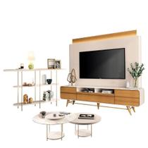 Estante Home Theater Nobre Off White Cinamomo E Aparador Infinity E Kit Mesa De Centro Sky Off White- Hb Móveis