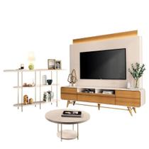 Estante Home Theater Nobre Off White Cinamomo E Aparador Infinity E Mesa De Centro Sky Off White- Hb Móveis