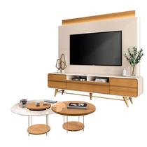 Estante Home Theater Nobre Off White Cinamomo e Kit Mesa de Centro Sky Cinamomo HB Móveis