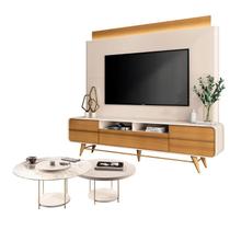 Estante Home Theater Nobre Off White Cinamomo e Kit Mesa de centro Sky Off White HB Móveis Estante Home Theater Nobre Off White Cinamomo e Kit Mesa de centro Sky Off White HB Móveis