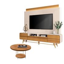 Estante Home Theater Nobre Off White Cinamomo E Mesa De Centro Sky Cinamomo - Hb Móveis