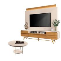 Estante Home Theater Nobre Off White Cinamomo E Mesa De Centro Sky Off White- Hb Móveis