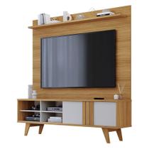 Estante Home Theater para Sala 180 cm TV 70 1 Porta de Correr e Pés Retro Paraty Permóbili Nature/Off White - 100% MDF - Permobili