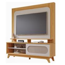 Estante Home Theater para TV 60 com 1 Porta de Correr Noruega Permóbili Nature/Off White - 100% MDF