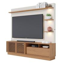 Estante Home Theater Para Tv 70 Pol. Com Led 200Cm Amiche C05 Freijó/Off White Matte - Mpozenato