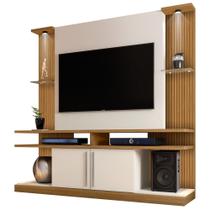 Estante Home Theater Para TV Até 60 Pol. com LED York Cinamomo/Off White/Ripado - Bechara