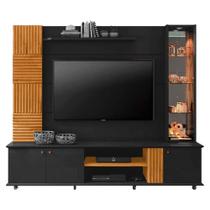 Estante Home Theater para TV até 60 Polegadas 3 Portas com Espelho e Led Riviera Permóbili Grafite/Nature - 100% MDF