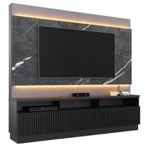 Estante Home Theater para TV até 70 Pol. com LED e Espelho Paraíso C05 Preto/Grigio - Mpozenato