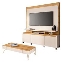 Estante Home Theater Quantum E Mesa De Centro Cadenza Off White Cinamomo - Hb Móveis