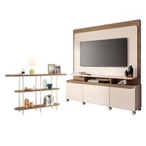 Estante Home Theater Quantum Off White Castanho E Aparador Infinity Castanho Hb Móveis Estante Home Theater Quantum Off White Castanho E Aparador Infinity Castanho Hb Móveis