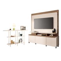 Estante Home Theater Quantum Off White Castanho e Aparador Infinity Off White HB Móveis