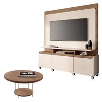 Estante Home Theater Quantum Off White Castanho e Mesa de Centro Sky Castanho HB Móveis