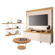Estante Home Theater Quantum Off White Cinamomo E Aparador Infinity E Mesa De Centro Sky Cinamomo- Hb Móveis