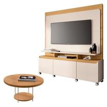 Estante Home Theater Quantum Off White Cinamomo E Mesa De Centro Sky Cinamomo Hb Móveis