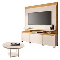 Estante Home Theater Quantum Off White Cinamomo e Mesa de Centro Sky Off White HB Móveis