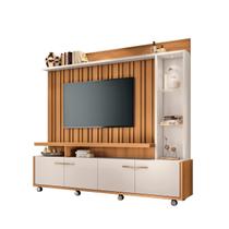 Estante Home Theater Ripado Luminária Led Sala Estar TV Até 60 Polegadas Rodízios Prateleira De Vidro E 4 Portas Titan Estante Home Theater Ripado Luminária Led Sala Estar TV Até 60 Polegadas Rodízios Prateleira De Vidro E 4 Portas Titan