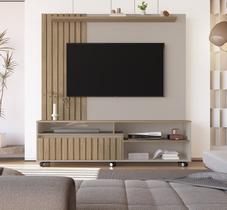 Estante Home Theater Ripado para TV até 65 Polegadas MDF 160x188cm Rodízios Havana Estante Home Theater Ripado para TV até 65 Polegadas MDF 160x188cm Rodízios Havana
