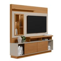 Estante Home Theater Sala Estar TV Até 60 Polegadas 2 Portas Ripadas Nicho C/ Espelho e Luminária Led 1 Prateleira Eldorado 2.0