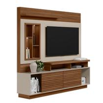 Estante Home Theater Sala Estar TV Até 60 Polegadas 2 Portas Ripadas Nicho C/ Espelho e Luminária Led 1 Prateleira Eldorado 2.0