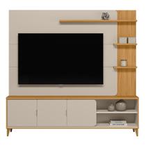 Estante Home Theater Sala Estar TV Até 70 Polegadas 3 Portas 3 Prateleiras 4 Pés em MDF Napoli