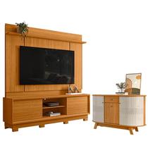 Estante Home Theater Siena com Pés Cinamomo com Aparador para Sala Buffet Monza Cinamomo Off White - Madetec