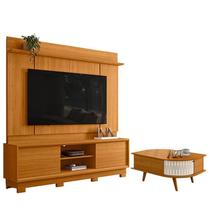 Estante Home Theater Siena com Pés Cinamomo com Mesa de Centro Indianápolis Cinamomo Off White - Madetec