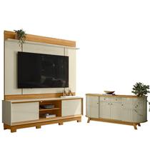 Estante Home Theater Siena com Pés com Aparador para Sala Buffet Mônaco Cumaru Opala - Madetec Estante Home Theater Siena com Pés com Aparador para Sala Buffet Mônaco Cumaru Opala - Madetec