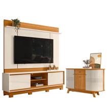 Estante Home Theater Siena com Pés com Aparador para Sala Buffet Monza Cinamomo Off White - Madetec
