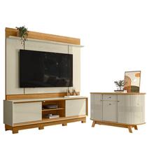 Estante Home Theater Siena com Pés com Aparador para Sala Buffet Monza Cumaru Opala - Madetec