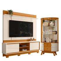 Estante Home Theater Siena com Pés com Cristaleira Moss Cinamomo Off White - Madetec