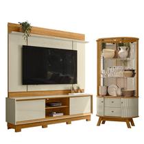 Estante Home Theater Siena com Pés com Cristaleira Moss Cumaru Opala - Madetec
