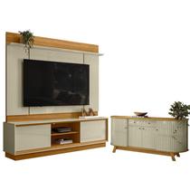 Estante Home Theater Siena sem Pés com Aparador para Sala Buffet Mônaco Cumaru Opala - Madetec Estante Home Theater Siena sem Pés com Aparador para Sala Buffet Mônaco Cumaru Opala - Madetec