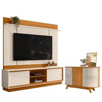 Estante Home Theater Siena sem Pés com Aparador para Sala Buffet Monza Cinamomo Off White - Madetec