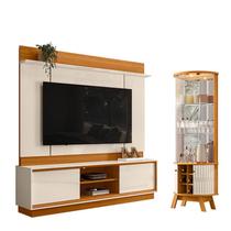 Estante Home Theater Siena sem Pés com Cristaleira Marina Cinamomo Off White - Madetec Estante Home Theater Siena sem Pés com Cristaleira Marina Cinamomo Off White - Madetec