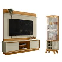 Estante Home Theater Siena sem Pés com Cristaleira Marina Cumaru Opala - Madetec