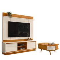 Estante Home Theater Siena sem Pés com Mesa de Centro Indianápolis Cinamomo Off White - Madetec