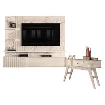 Estante Home Theater Suspenso Atena com Aparador Estoril Calacata Off White Madetec Estante Home Theater Suspenso Atena com Aparador Estoril Calacata Off White Madetec