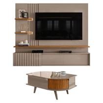 Estante Home Theater Suspenso Atena com Mesa de Centro Indianápolis Fendi Naturale Madetec