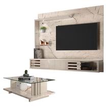Estante Home Theater Suspenso com Mesa de Centro Frizz Select Calacata Off White Madetec