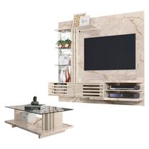 Estante Home Theater Suspenso com Mesa de Centro Frizz Supreme Calacata Off White Madetec