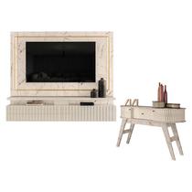 Estante Home Theater Suspenso Gaia com Aparador Estoril Calacata Off White Madetec Estante Home Theater Suspenso Gaia com Aparador Estoril Calacata Off White Madetec